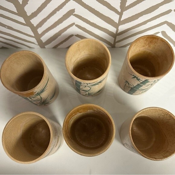 1960’s Mid Century Modern Bamboo Drinking Cups Fred Roberts Co. Made in Japan - Picture 5 of 6
